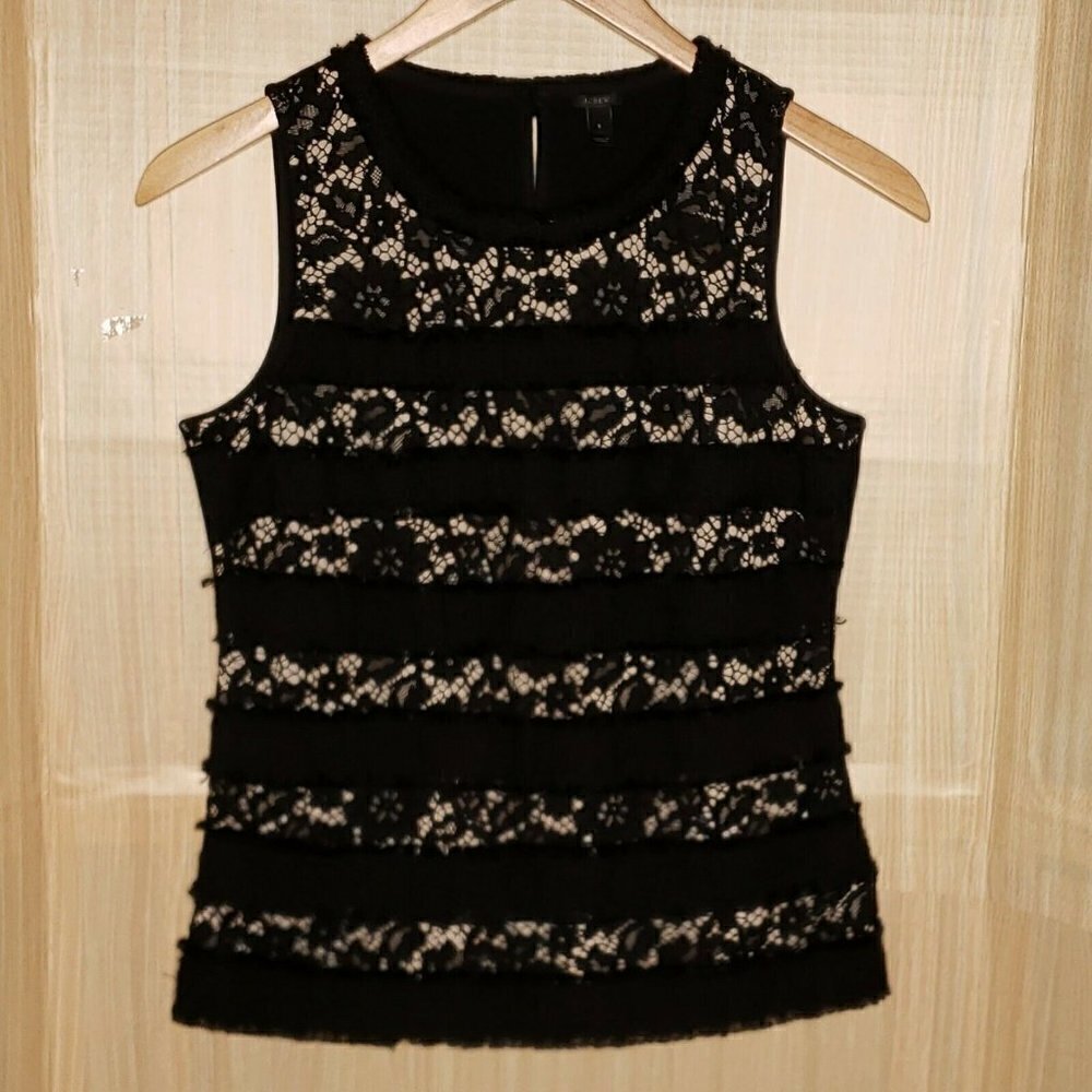 J. Crew Black Sleeveless Lacey Top With Lining
